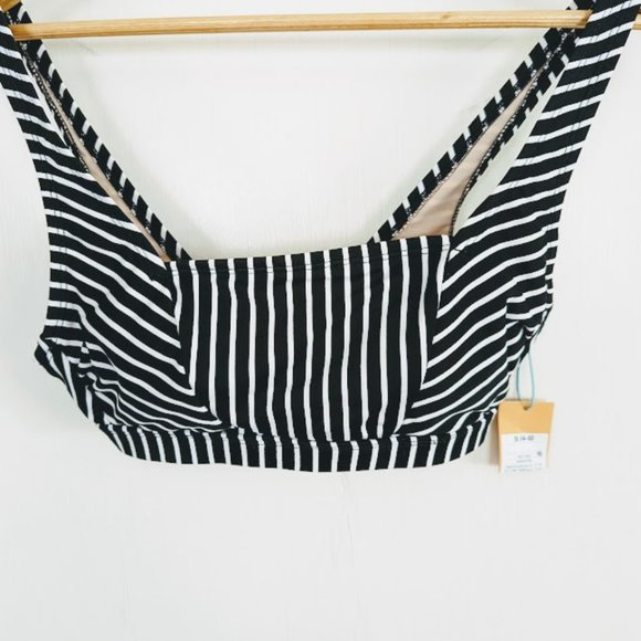 NWT Kona Sol Black White Striped Bikini Top - Size Small - Picture 2 of 7